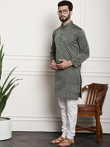 Image of SOJANYA(Since 1958 Men's Silk Blend Paisley Design Kurta & Off-White Churidar Pyjama Set