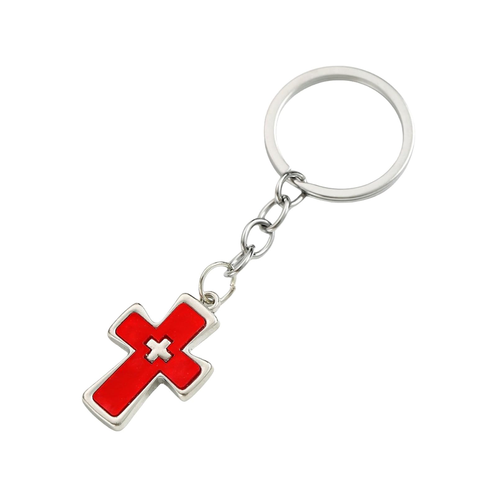 FOLODA Modern Alloy Double Crucifix Keychain Lightweight Decorative Accessory for Keys and Backpacks Bag Decoration Alloy Keychain for Bags