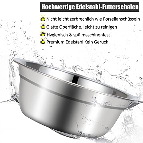 JUJOYBD Katzennapf 3er Set - Erhöhter Futternapf mit 3 Edelstahlnäpfen, 15° Neigung Ergonomische Futterstation für Katzen und kleine Hunde