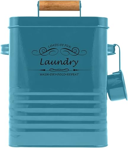 Miniatura 6 de ELITAPRO Contenedor de polvo de lavandería con cuchara dispensador moderno de polvo de lavandería con tapa decoración de almacenamiento y accesorios