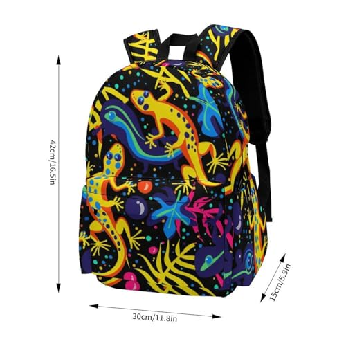 16 Inch Backpack Yellow Lizard Geckos Laptop Backpack School Bookbag Shoulder Bag Casual Daypack2