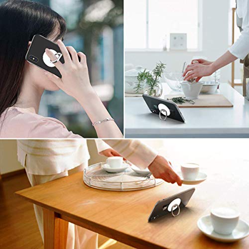 Bybart Phone Ring Stand [2 Pack] Universal Phone Finger Ring Grip Holder Compatible With Iphone Xs Max Xr X 8 7 6 6S Plus, Samsung Galaxy S9 S8 Plus S7 S6 & Other Smartphones - White Black Marble #TOP5