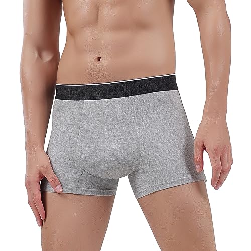 AIRCUTE Men Cotton Urinary Incontinence Underwear Absorbency Soft Boxer Briefs for Bladder Leakage 60ML 1 Pack (Large Gray)