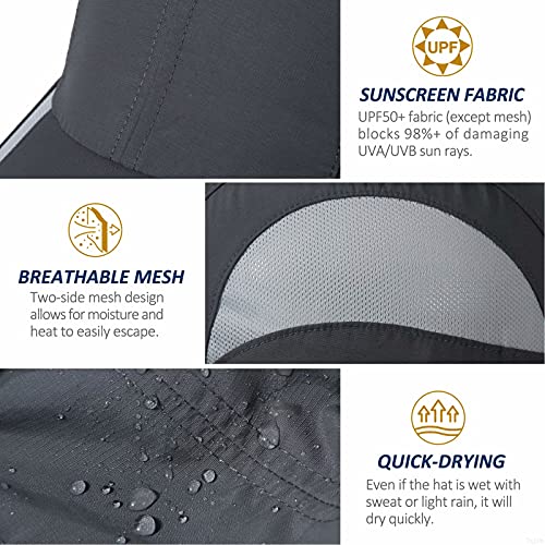 GADIEMKENSD Quick Dry Sports Hat Lightweight Breathable Soft Outdoor Run Cap (Classic up, Deep Gray)