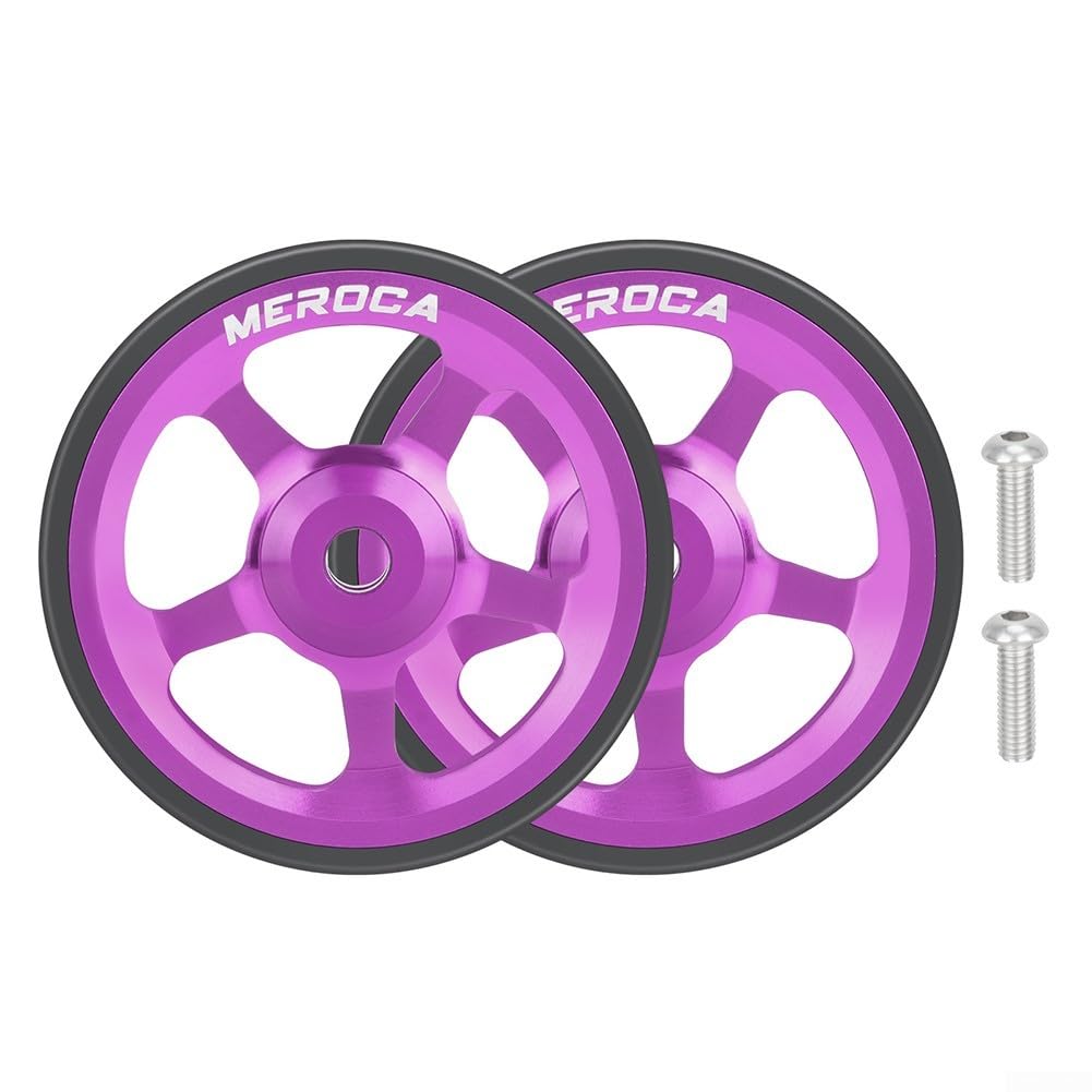 Effortless 60mm Easy Wheel for Folding Bikes Aluminium Alloy and Rubber for Brompton and For 3Sixty Pack of 2 (Purple)