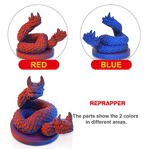Image of Reprapper Dual Color Filament Fillamentum pla 1.75 Multicolor 1.75mm for 3D Printer, Color Change Filament PLA, 2.2lbs (1kg), Matte PLA Red & Blue