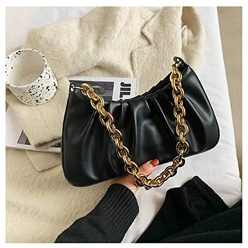 Image of JOLLQUE Shoulder Bag for Women,Small Leather Dumpling Bags Handbag Purse,Gold Chain Evening Clutch Purses