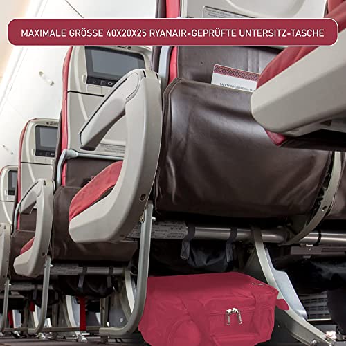 Aerolite Ryanair Handgepäck 40x20x25 Maximale Größe der Kabinenreisetasche Flugtasche Reisetasche Flugzeug unter dem Sitz Faltbare Kleine Reisegepäck 5 Jahre GARANTIE (Wein)