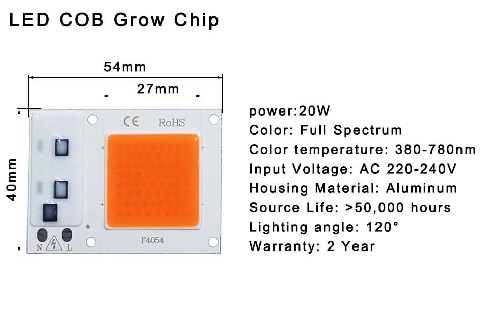 Lámpara Phyto Con Chip LED COB De Espectro Completo, CA 220V,Para Cultivo De Plántulas De Plantas De Interior Y Iluminación Para El Crecimiento De Flores,Crecer Ligero,50W 4 Piezas