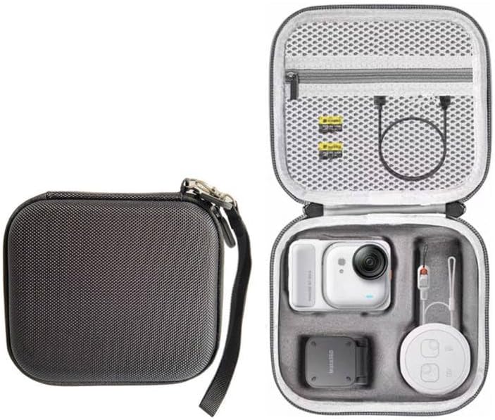 Protective Hard Shell Carrying Case for Insta360 Go Ultra, Waterproof Dustproof Storage Bag, Double Layer Portable Travel Box with Hand Strap, Black