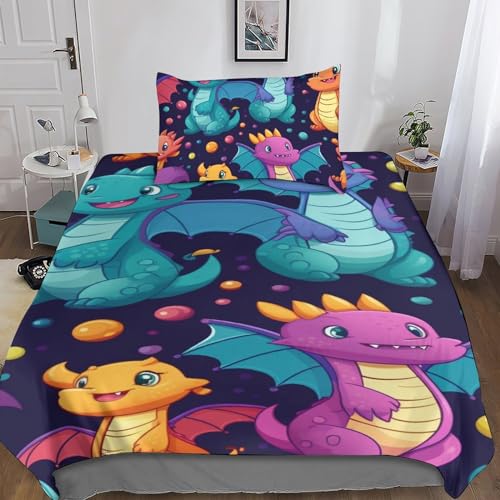 Housse de couette dragon zippée facile à laver pour lit simple 1 place - 5