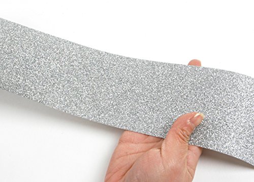 Roserosa Peel & Stick Glitter Sand Crafting Tape Self-Adhesive Covering Countertop Border Sticker (Silver : 3 Inch X 5 Yard) #TOP3