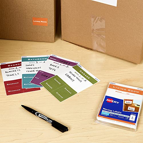 Avery Removable Moving Labels, Assorted Sizes and Colors, Pack of 218 (40219),White - Thumbnail 2