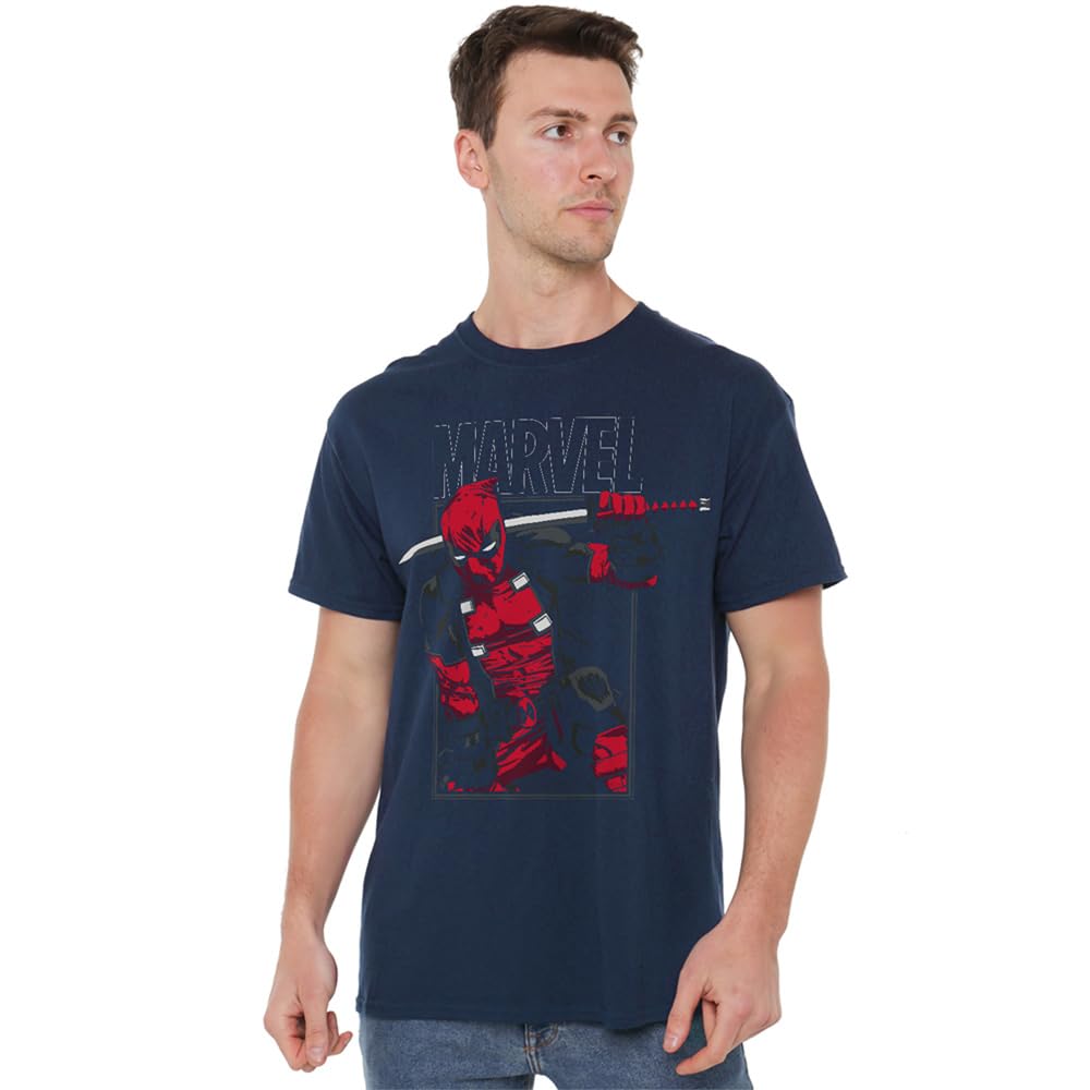 Deadpool Unisex Navy Marvel Sword T Shirt, XXXXX-Large