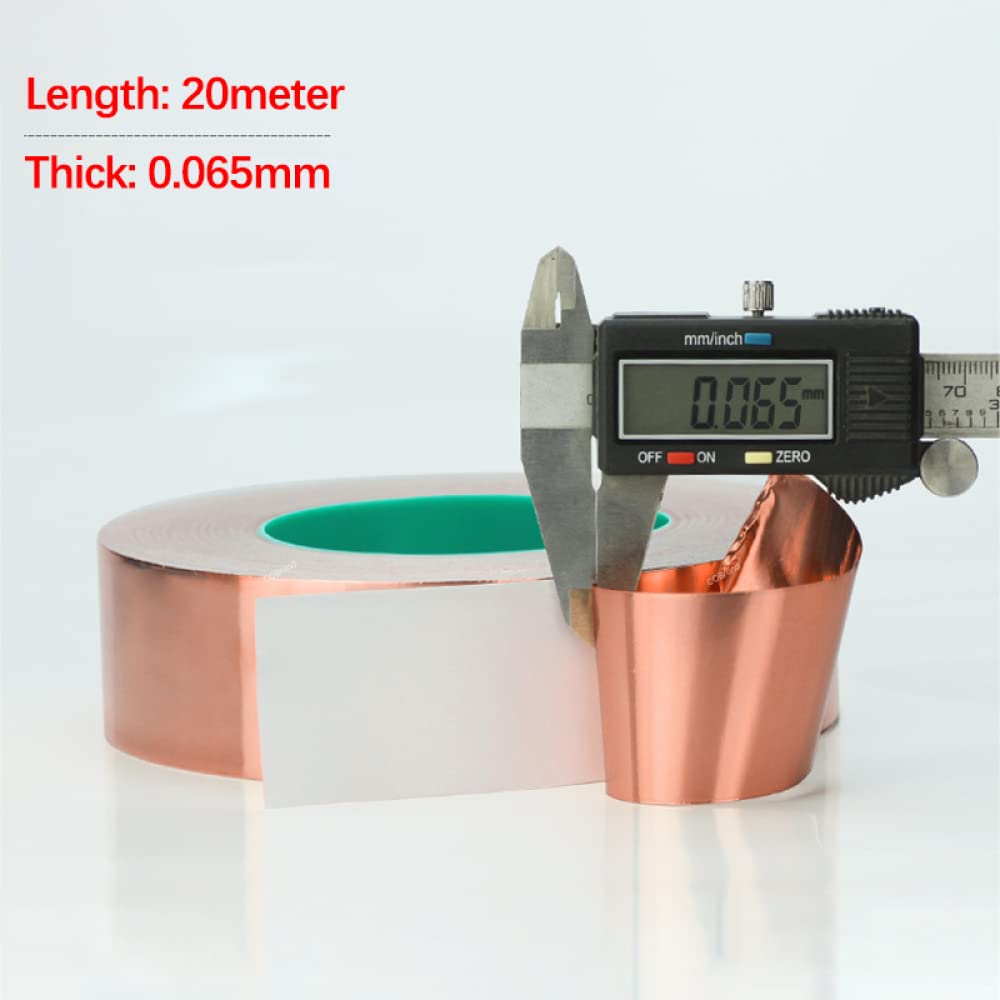 Nastro Isolante Elettrico, 2pcs 20m Double Sided Conduct Nastro Adesivo in Lamina di Rame schermatura Riparazione Termica for Isolamento (Color : 20mm, Size : 20M)