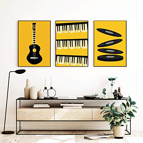 Guitare peinture piano rétro pour habiller un mur vide sans cadre encombrant