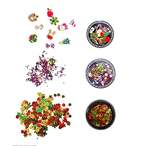 【LEISURE CLUB】クリスマス ネイルパーツ ネイルアートスパンコール クリスマスネイルデコレーション クリスマスツリー 星 雪の結晶 3Dネイルアートデコレーション