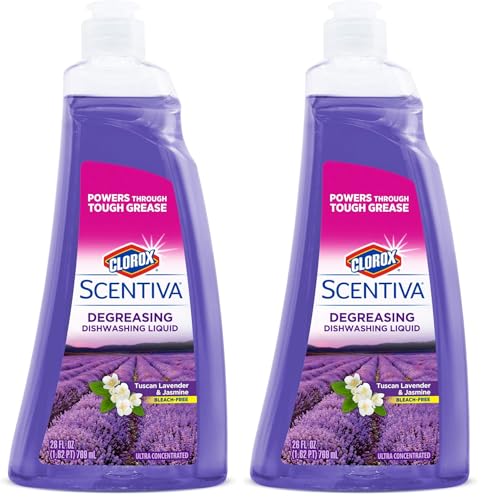 Image of Clorox Scentiva Dish Soap | Great Smelling Dishwashing Liquid Cuts Through Grease FAST | Quick Rinsing Formula Washes Away Germs | A Powerful Clean You Can Trust, Tuscan Lavender & Jasmine, 26 oz