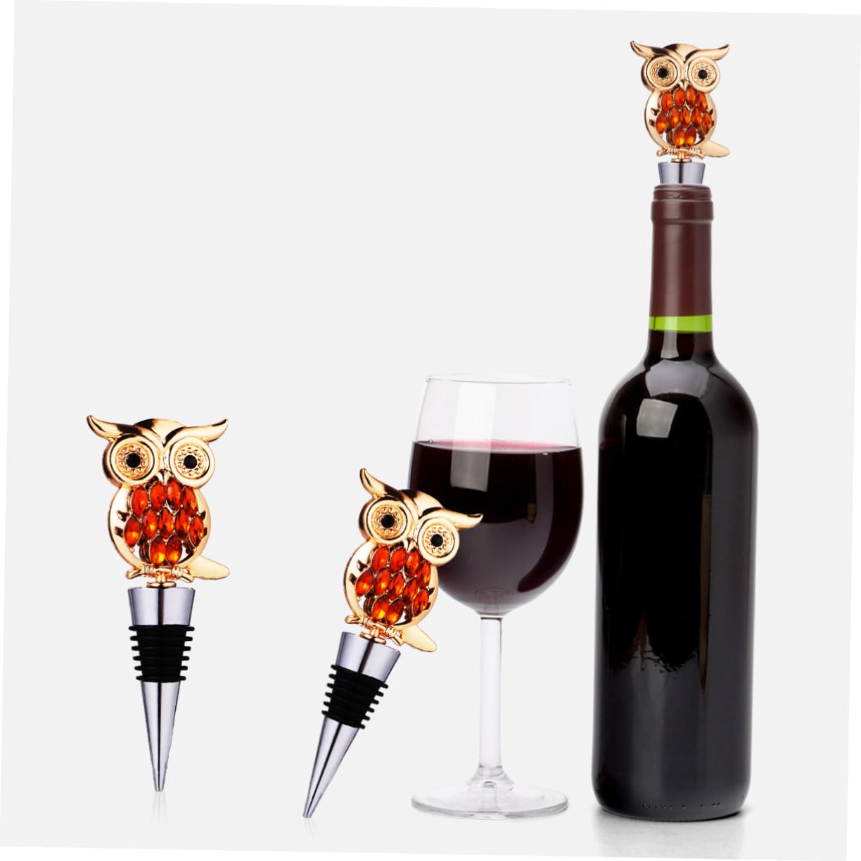 Gatuida Bouchon à Vin en Alliage Zinc Forme Hibou Doré Réutilisable Prise à Vin Domestique Bière la Cuisine