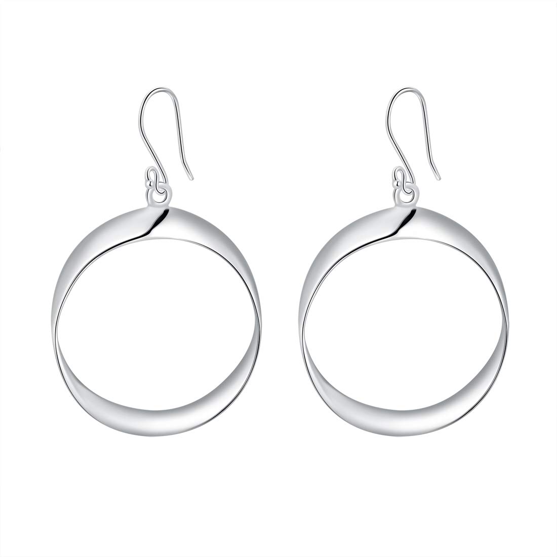 SA SILVERAGE 925 Sterling Silver Round Circle Drop Earrings for Women Hollow Earrings