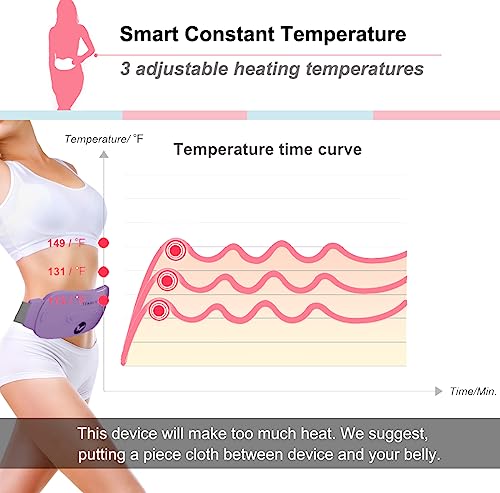 Image of Portable Cordless Heating Pad, Electric Waist Belt Device,Fast Heating Pad with 3 Heat Levels and 3 Vibration Massage Modes, Back or Belly Heating Pad for Women and Girl(Light Purple)