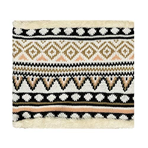 Spotlight Hosiery Winter Knit Neck Warmer Tube Scarf Furry Inside for Women & Men (Pink/Gray/Gold Pattern)