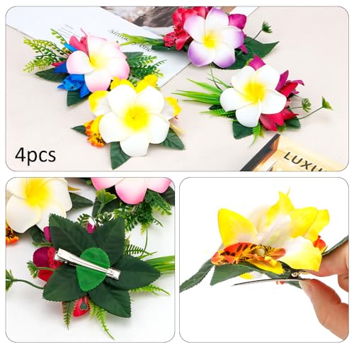 Accesorios para el cabello flores hawaianas Ahoney 4 piezas miniatura 4