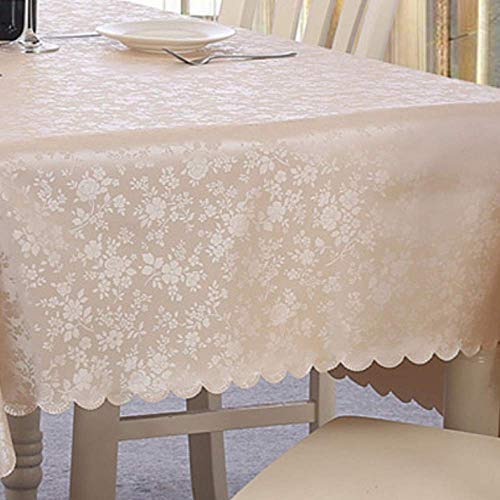 Nappe rectangle jacquard blanc motif fleuri 130x170cm - 5