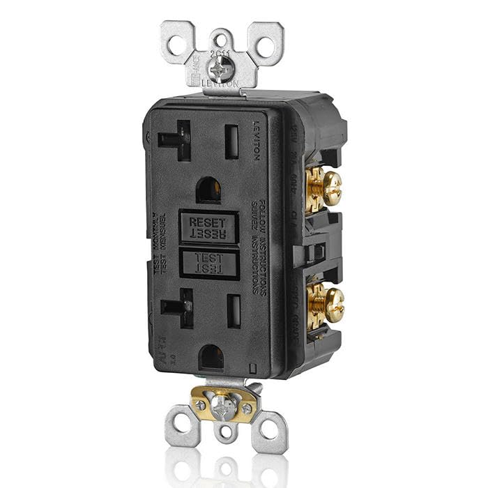 Image of Leviton AFCI Outlet, 20 Amp, Self Test, Tamper-Resistant with LED Indicator Light, Protection from Electrical Fires, AFTR2-E, Black