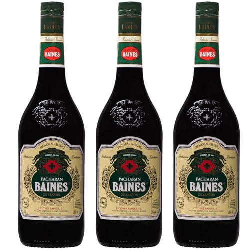 Pacharán Baines - Licor Tradicional Navarro de Endrinas, Pack 3 Botellas (1L)