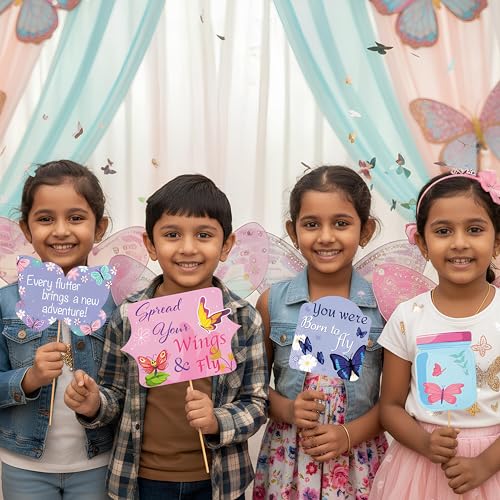 Image of Party Propz Butterfly Theme Props for Birthday Decoration - 17 Pcs Butterfly Theme Photo Props,Birthday Decoration Kit for Girls, Photo Booth Props for Kids
