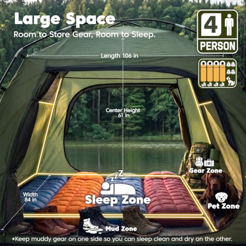 Image of Purebox Tent 4 Person Tents for Camping with 2 Doors & Rainfly
