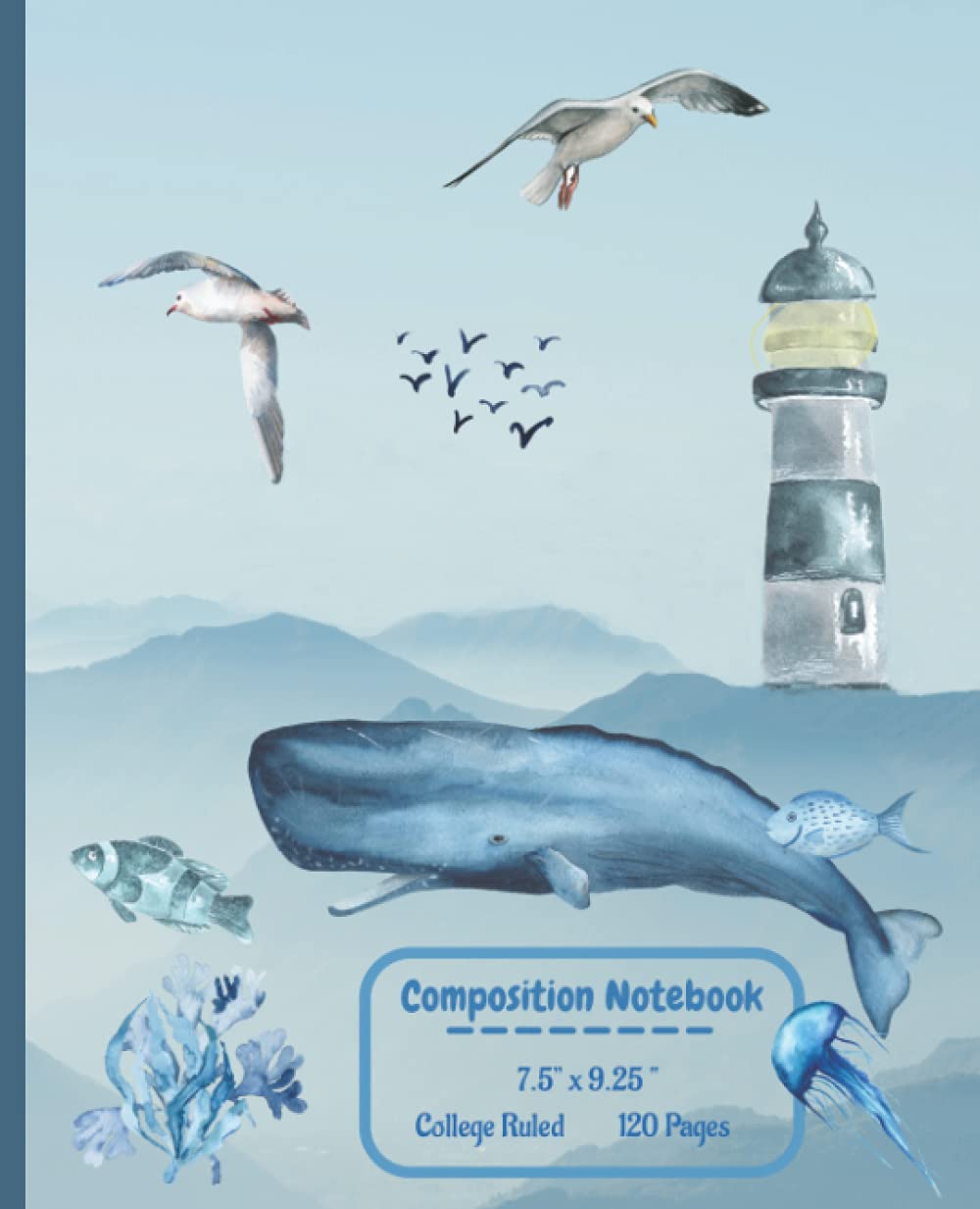 Sperm Whale Composition Notebook: Blank Lined College Ruled for Teachers Students Whale Watchers Gift 120 Pages 7.5 x 9.25