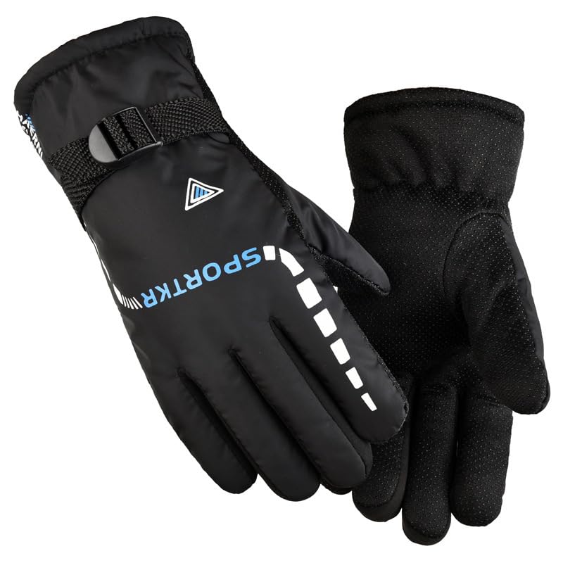Men's Winter Warm Gloves, Electric Bike Riding Gloves, Plush and Thickened Outdoor Sports and Skiing Gloves