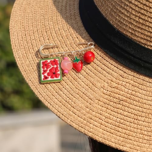 Broche fruit fraise peinte à la main, un bijou poétique unique - 4