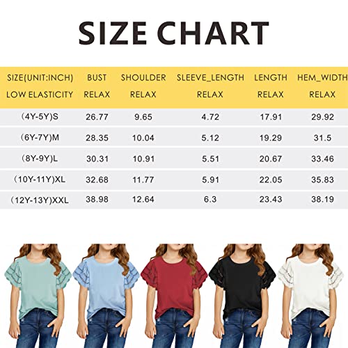 Blibean Girl Short Sleeve Shirts Tween Kid Solid Tops Summer Ruffle Blouse Fashion Clothing Flowy Solid Clothes Size 12-13 Years Xx-Large White #TOP5