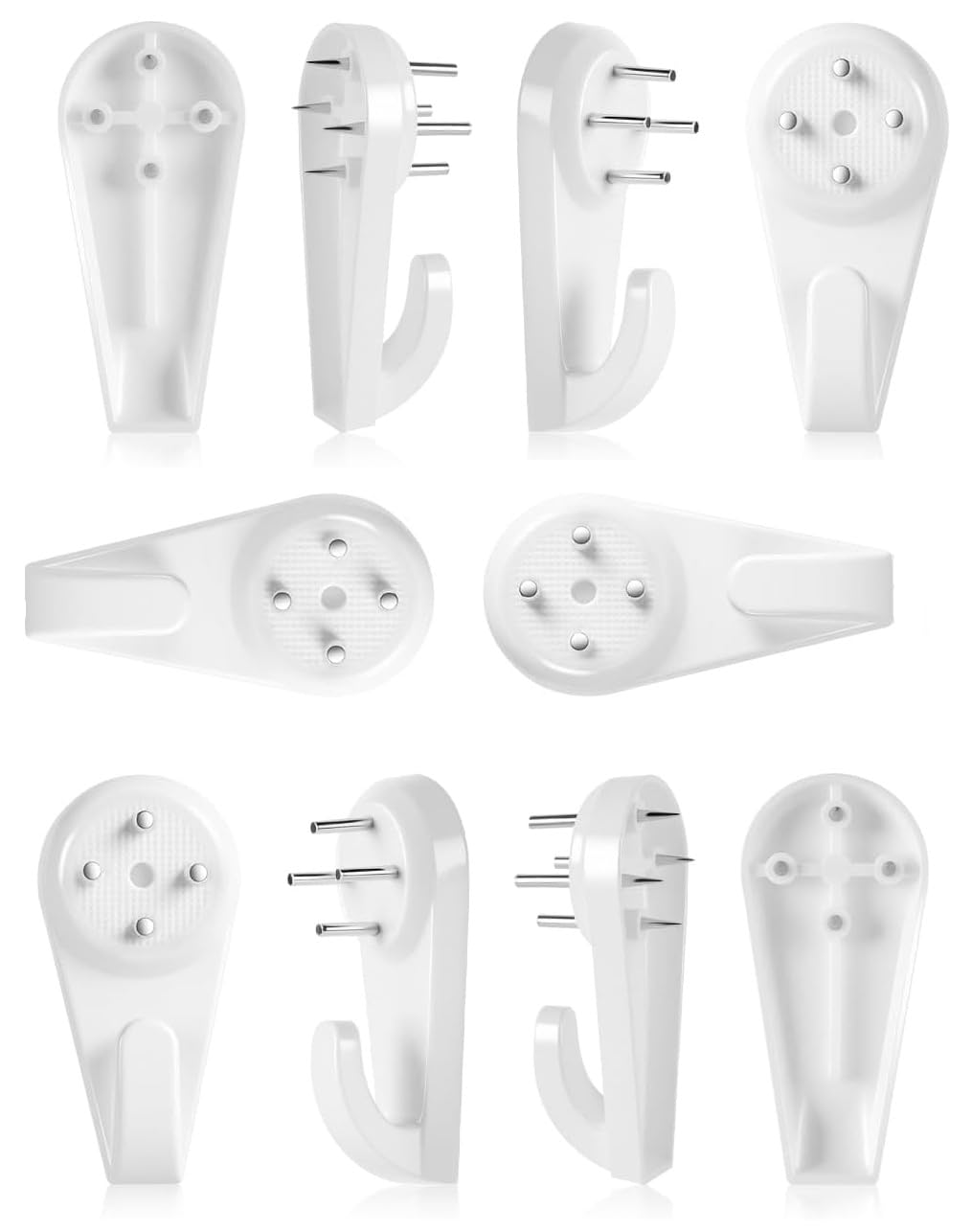 Merriway BH00092 Non-Trace Hardwall/ Drywall Picture Hanger Hook, 40 mm (1.5"), White - Pack of 10 Pieces