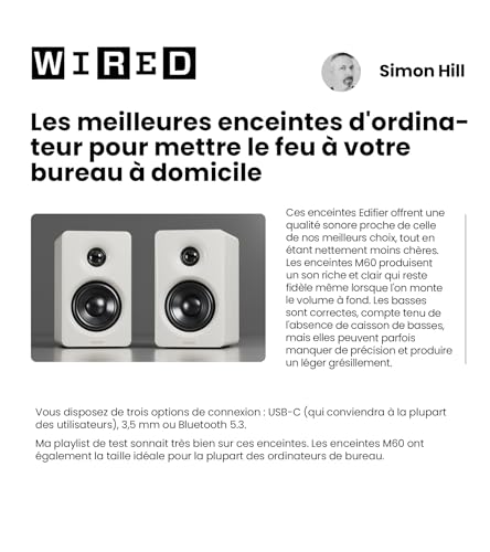 Enceintes PC Edifier M60 avec Bluetooth 5.3 et audio Hi-Res 66W RMS