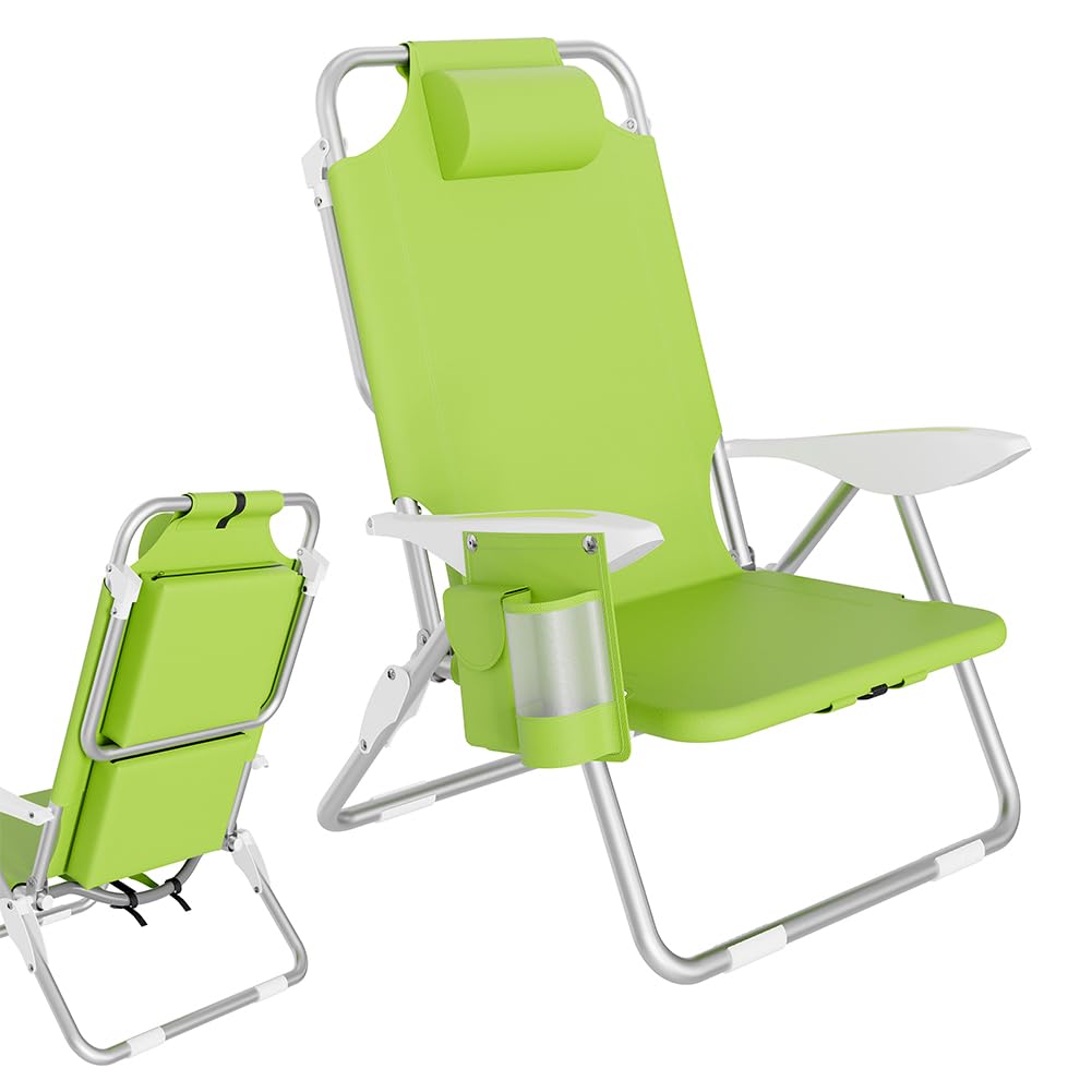 BAKAJI Silla Tumbona de Playa Plegable Estructura de Aluminio Tubular con Bolsillo Puerta Tutto Bolsa Porta Objetos Bolsa Térmica Integrada y Correas Mochila para el Transporte