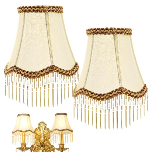 Lampenschirm Retro Hut Mit Fransen 2 Stück Lampenschirm Vintage Konisch Lampenschirme Stoff Antike Lampenschirme Für E14 Tischlampe Hängelampe Wandlampen