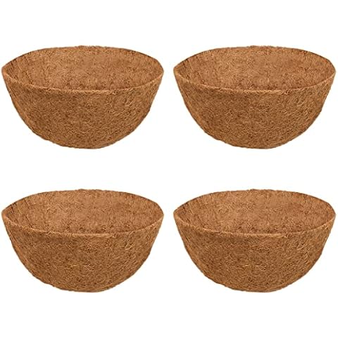 CASIMR 16 Inch Coco Planter Basket Liners 4PCS Replacement Hanging Round Coco Liners Natural Coconut Fiber Liner for Garden Flower Baskets Vegetables Herbs Cover