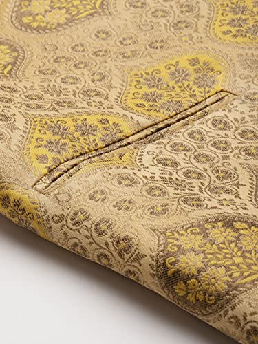 Image of MANQ Men Fawn Woven Jaquard Silk Nehru Jacket