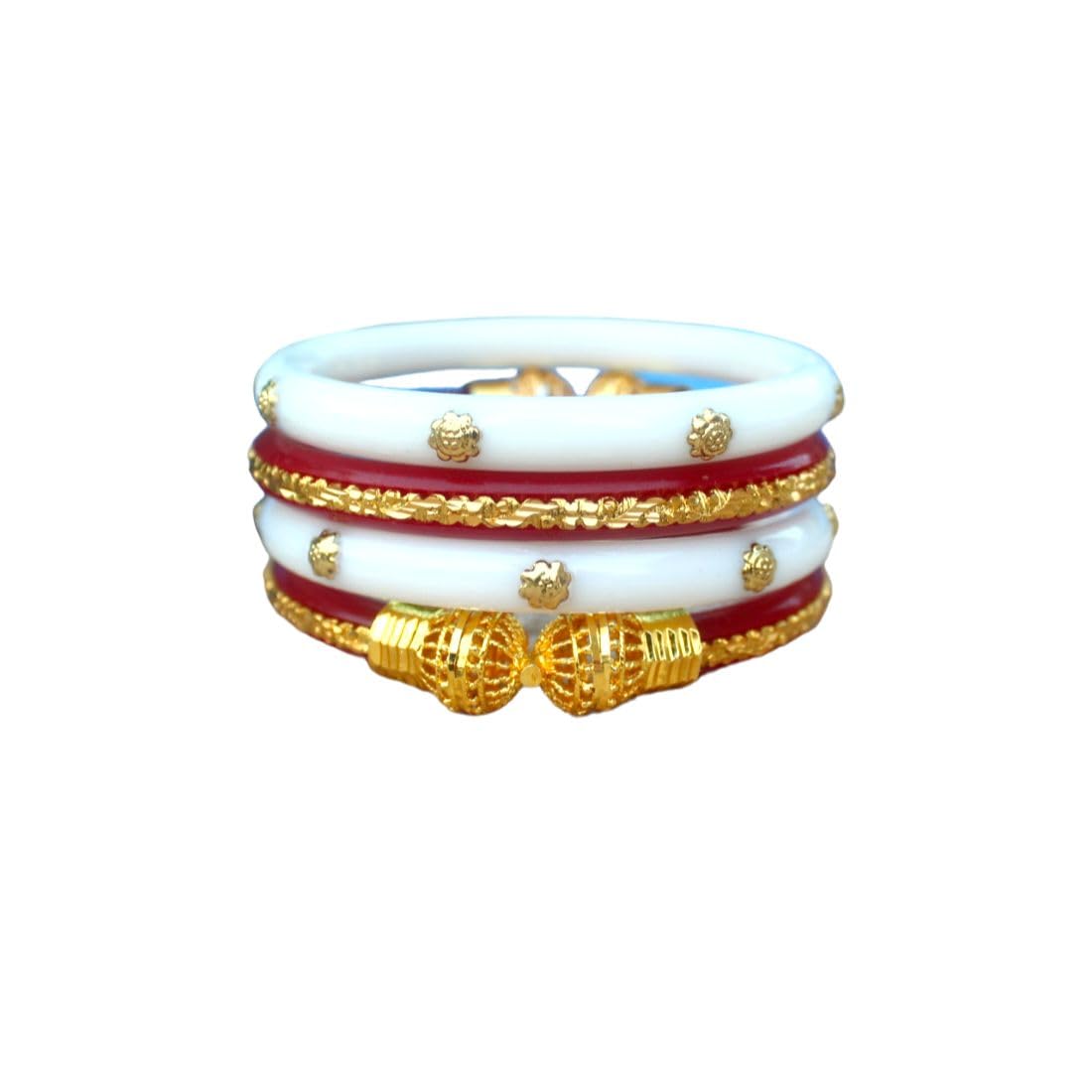BS JEWEL Plastic Gold Plated and Shakha Pola Bangle Set for Women (Set of 4) (2.4) (B0CQR8W3QN) Amazon Price History, Amazon Price Tracker