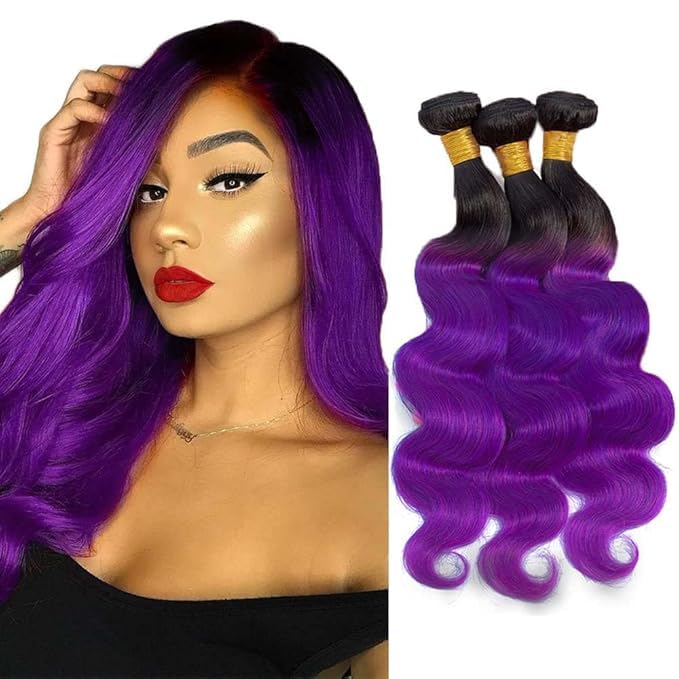 Cklikeb Human Hair Bundles T1B/Purple Color Body...