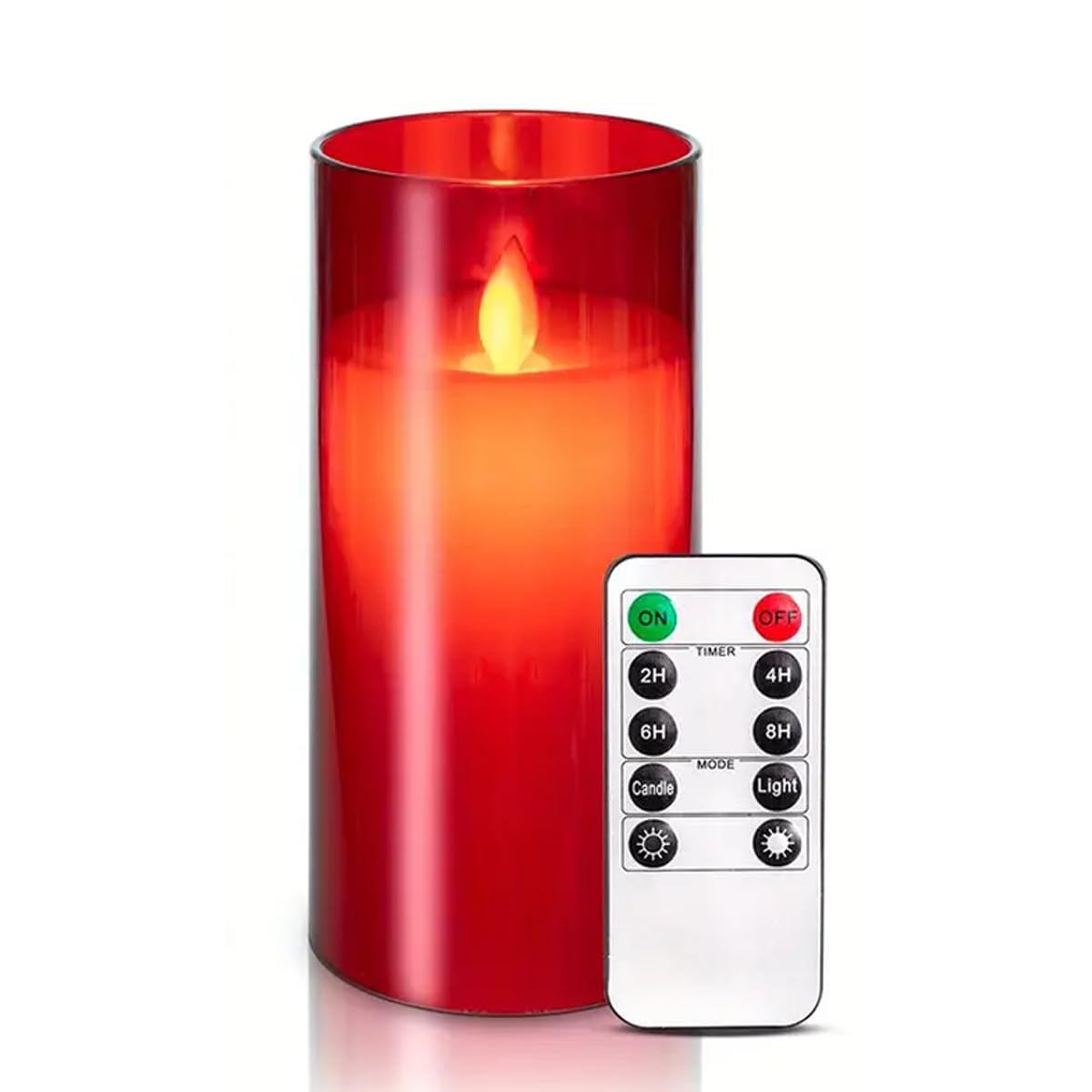 VEROX Red Acrylic Flameless LED Candle | 3"x6" Pillar with Moving Wick | Battery Operated Remote Candle Lamp| Decorative Accent for Home, Festival & Wedding | Set of 1-picture-14