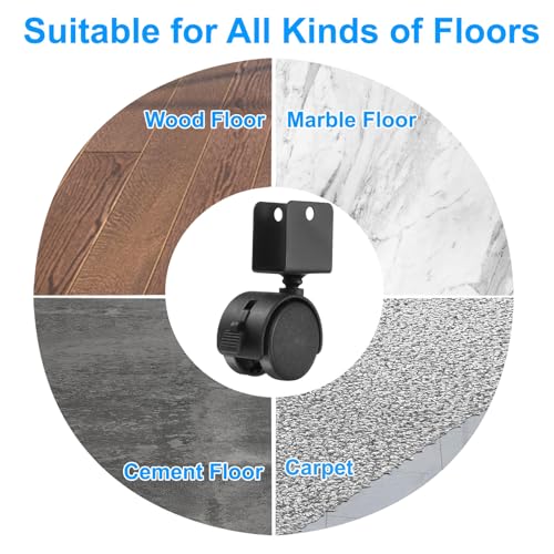 PATIKIL 1.5" Swivel Caster with 0.79" U Bracket, 4 Pack 360° Rotation Nylon Swivel No Noise Wheel with Brake Locking Caster for Furniture Legs Black by PATIKIL - Used condition - Image 6