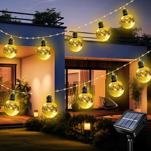 Acxilexy Solar Lichterkette Aussen, 3.5M 10 Glühbirnen Solarlichterketten mit 8 Modi, 140LEDs Wetterfest Solar Lichterketten, Garten Lichterkette für Weihnachten Fenster Treppen Pavillons Hochzeiten Acxilexy Solar Lichterkette Aussen, 3.5M 10 Glühbirnen Solarlichterketten mit 8 Modi, 140LEDs Wetterfest Solar Lichterketten, Garten Lichterkette für Weihnachten Fenster Treppen Pavillons Hochzeiten