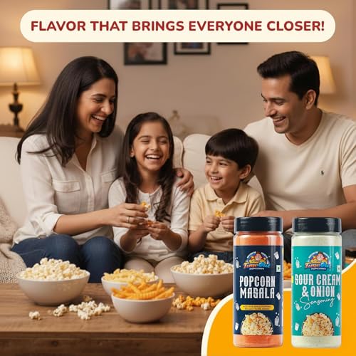 Image of Time Out Popcorn Sour Cream n Onion & Popcorn Masala Powder, Multi Use Seasoning For Pop corn,Snacks,Pack of 2, 100g