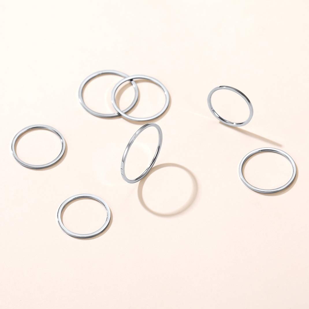 GoldChic JEWELRY Anelli Donna 3-28 Pezzi 1mm Anello Midi Da Donna Impilabile, Set Anelli Donna Sottile in Acciaio Inossidabile, Misura 4-10, Anello Argento/Rosa/Oro/Nero