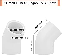 Vista 2 de Paquete de 20 conectores de tubería de PVC de 1/2" con codo de 45 grados (Socket x Socket) de calidad para muebles SCH40, adaptador de esquina